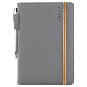 Diář AMOS týdenní A5 2027 český - šedá/oranžová gumička