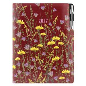 Diář DESIGN denní A4 2027 - bordó - Louka
