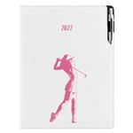 Diář DESIGN denní A4 2027 český - bílá - Golf žena
