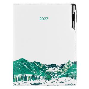 Diář DESIGN denní A4 2027 český - bílá - Hory