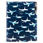 Diář DESIGN denní A4 2027 český - modrá - Letadla