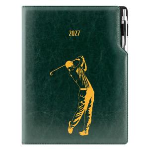 Diář DESIGN denní A4 2027 český - zelená - Golf muž