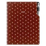 Diář DESIGN denní A4 2027 - hnědá - Bílý květ