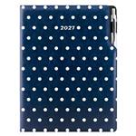 Diář DESIGN denní A4 2027 - modrá - Puntíky