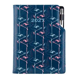 Diář DESIGN denní A5 2027 český - modrá - Flamingo