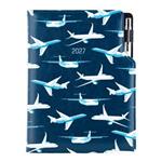 Diář DESIGN denní A5 2027 český - modrá - Letadla