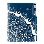 Diář DESIGN denní A5 2027 český - modrá - Ornament