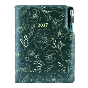 Diář DESIGN denní A5 2027 český - zelená - Květiny