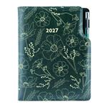 Diář DESIGN denní A5 2027 český - zelená - Květiny