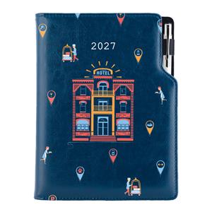 Diář DESIGN denní B6 2027 český - modrá - Hotel
