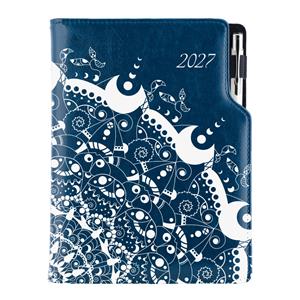 Diář DESIGN denní B6 2027 - modrá - Ornament