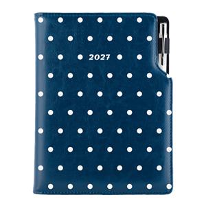 Diář DESIGN denní B6 2027 - modrá - Puntíky