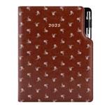 Diář DESIGN týdenní  B5 2025 - hnědá - Bílý květ