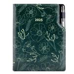 Diář DESIGN týdenní  B5 2025 - zelená - Květiny
