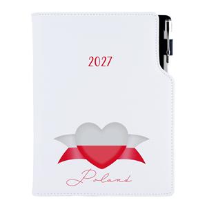 Diář DESIGN tydenní B5 2027 - bílá - Polsko - vlajka