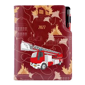 Diář DESIGN týdenní B5 2027 český - bordó - Hasič