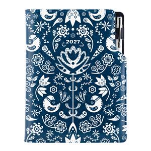 Diář DESIGN týdenní B5 2027 - modrá - Folk