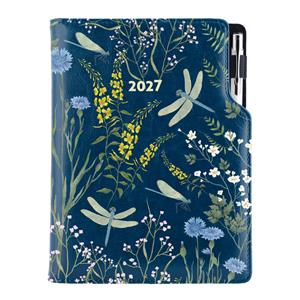 Diář DESIGN týdenní B5 2027 - modrá - Vážky