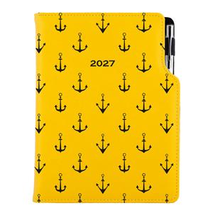 Diář DESIGN tydenní B5 2027 - žlutá - Námořník - kotvy
