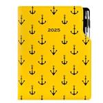 Diář DESIGN týdenní  B6 2025 - žlutá - námořník - kotvy