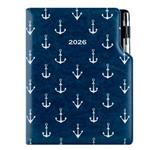Diář DESIGN týdenní B6 2026 - modrá - Námořník - kotvy