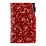Diář DESIGN týdenní kapesní 2026 český - bordó - Květiny