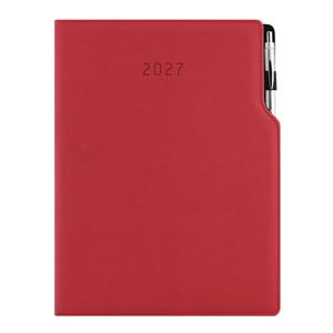 Diář GEP s propiskou denní A4 2027 - červená pastelová