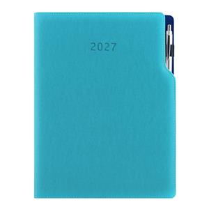 Diář GEP s propiskou denní A4 2027 - tyrkysová/modrý vnitřek