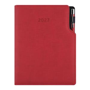 Diář GEP s propiskou týdenní A5 2027 český - červená pastelová