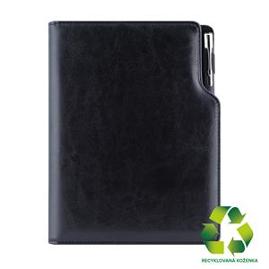 Diář GEP s propiskou týdenní speciál A5 2027 - černá/černý vnitřek - recyklovaná koženka