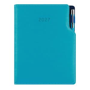 Diář GEP s propiskou týdenní speciál A5 2027 - tyrkysová/modrý vnitřek