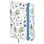 Diář týdenní kapesní 2026 Vario - Wildflowers s gumičkou