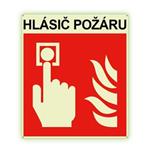 Hlásič požáru s textem - fotoluminiscenční tabulka s dírkami, plast 2 mm  150x175mm