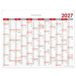 Nástěnný kalendář Plánovací mapa 2027 CZ s očky na zavěšení - 124 x 100 cm - červená