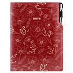 Notes DESIGN A4  čtverečkovaný - bordó - květiny