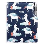 Notes DESIGN A4  tečkovaný - modrá - koně