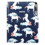 Notes DESIGN A5  čtverečkovaný - modrá - koně