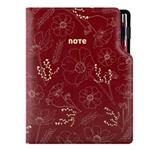 Notes DESIGN A5  linkovaný - bordó - květiny