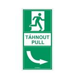 Pod  kliku dveří - Táhnout - Vpravo - bezpečnostní tabulka, plast 2 mm 100x200 mm