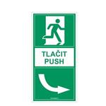 Pod  kliku dveří - Tlačit - Vpravo - bezpečnostní tabulka, plast 1 mm 100x200 mm