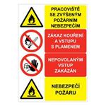 Pracoviště se zvýšeným požárním nebezpečím - zákaz kouření a vstupu s plamenem -nepovolaným vstup zakázán - nebezpečí 
